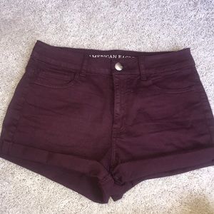 Burgundy high rise shorts